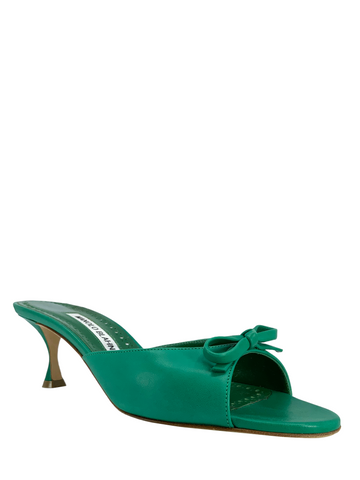 MANOLO BLAHNIK Pertinanu 50 Leather Mules Size 7.5-Consigned Designs